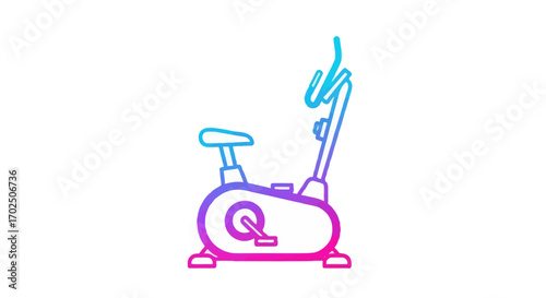 Gradient Colored Exercise Bike Outline Illustration on White Background.