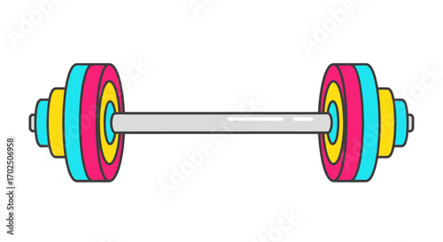 Colorful Barbell with Multiple Weight Plates for Strength Training.