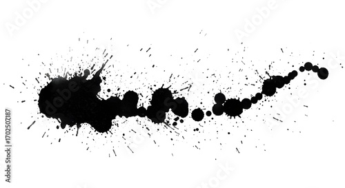 Black ink splattered abstract element for design isolated PNG with Transparent Background
