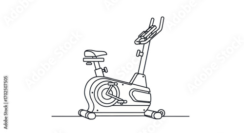 Continuous Line Drawing of a Stationary Exercise Bike for Fitness and Cardio Workout.