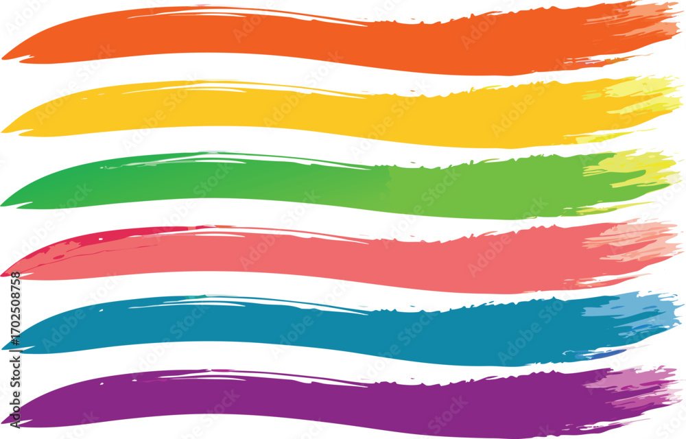 Obraz premium Vector art of a vibrant collection of rainbowcolored brush strokes, creating a visually appealing and artistic composition with dynamic lines