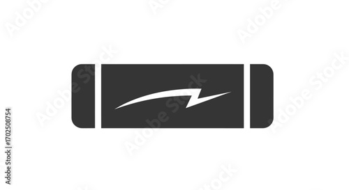 Simple Dark Gray Electrical Fuse Icon with Lightning Bolt Symbol.