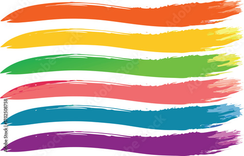 Vector art of a vibrant collection of rainbowcolored brush strokes, creating a visually appealing and artistic composition with dynamic lines