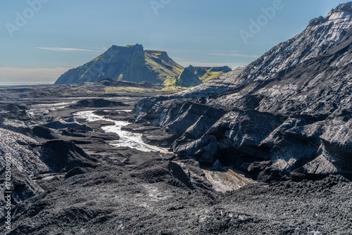 Tableau sur toile Glacier de Kötlujökull à la glace noire et bleue, dans le sud de l'Islande, avec