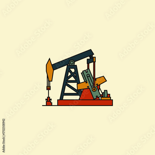 Pump Jack icon flat vector design. 01