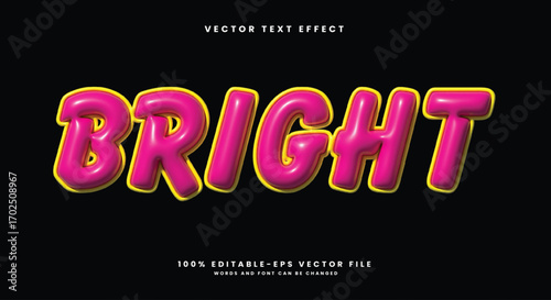 Bright 3d inflated Style editable text effect template