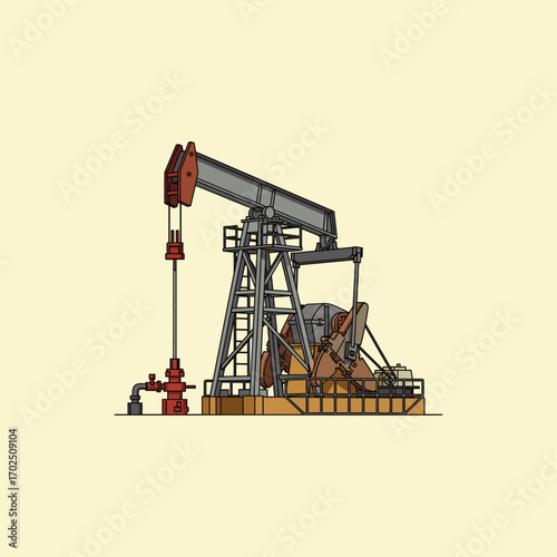 Pump Jack icon flat vector design.
