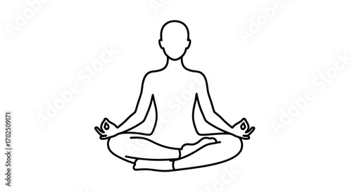 Line Art Illustration of Person in Lotus Position for Meditation and Yoga.