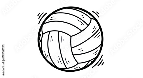 Hand-drawn illustration of a classic volleyball with panel design.