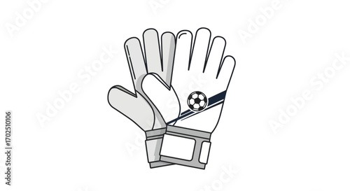 Goalkeeper Gloves Illustration with Soccer Ball Detail.