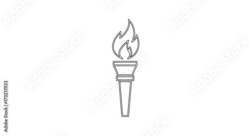 Simple Outline Illustration of a Burning Torch.