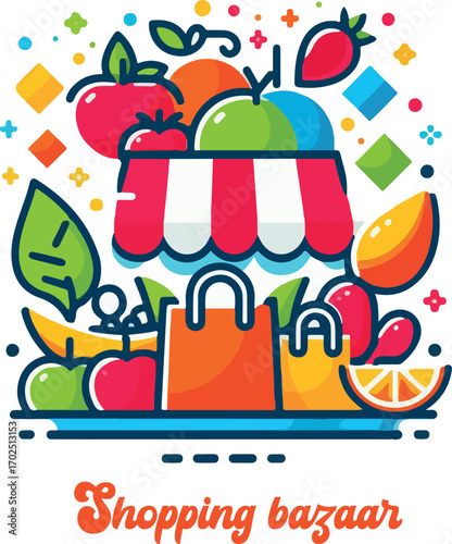 Food bazaar logo icon vector white background .