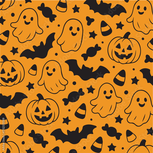print halloween pattern trick or treat