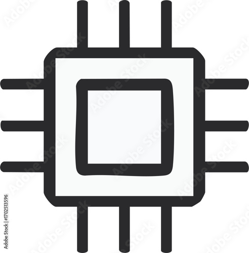 Line art illustration of a microchip representing the concept of edge computing, a crucial technology in modern data processing and networking.