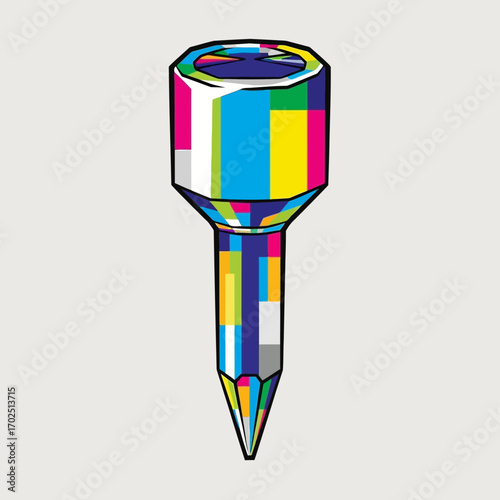 Colorful screw with stripes on a white background.