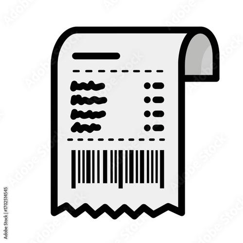 Illustration of a receipt with barcode and itemized list on a white background.