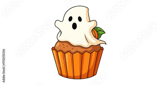 Adorable Ghost-Shaped Halloween Cupcake Decoration.