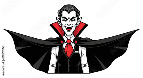 Cartoon Vampire with Dramatic Expression.