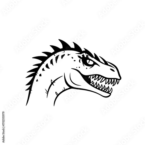 Carnotaurus. Carnotaurus simple black and white line art vector logo
