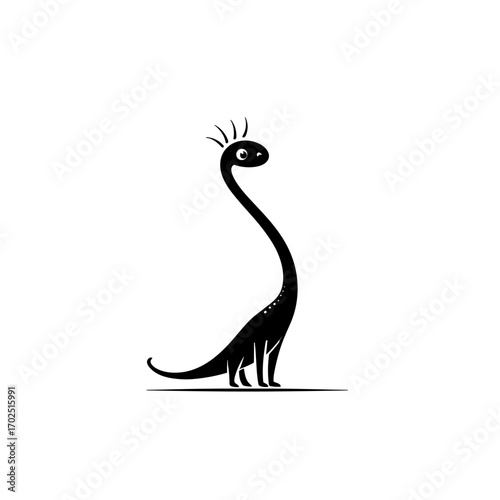Diplodocus. Diplodocus simple black and white line art vector logo