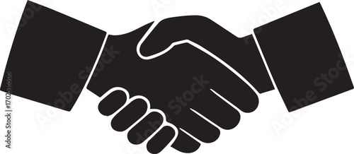 Black silhouette of two hands shaking in agreement silhouette