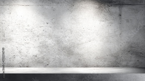 Concrete Wall Background with Spotlight, Ideal for Product Mockups, and Industrial Interior Design