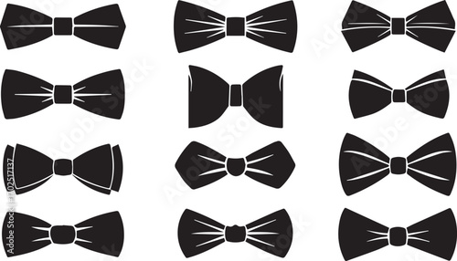 Collection of twelve different black bow tie silhouettes
