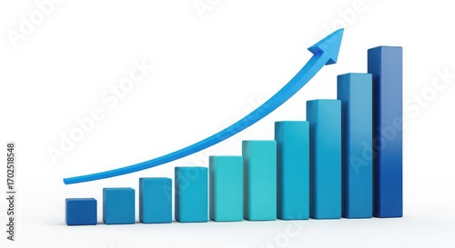 Free Download Blue bar graph with arrow isolated on white background - GFXLoad