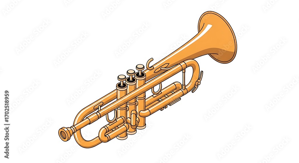 Obraz premium Golden Brass Trumpet Musical Instrument Illustration