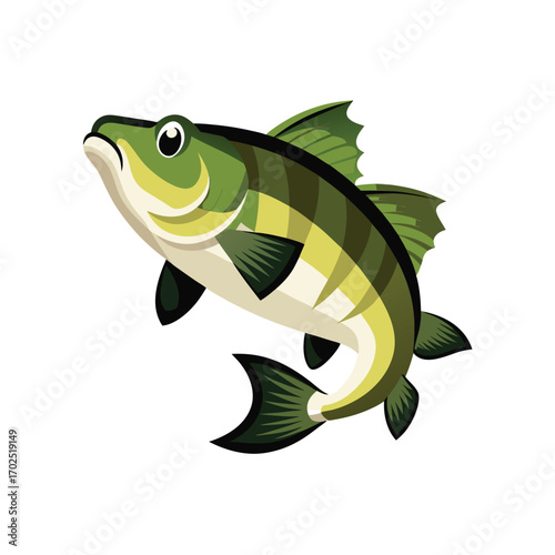 Vector art of green striped fish