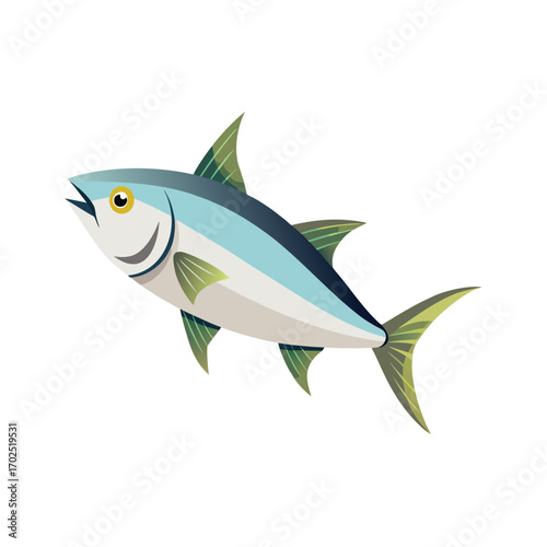 Vector art of a stylized illustration of a tuna fish swimming