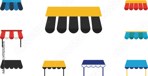 colorful awnings over windows in various styles and colors