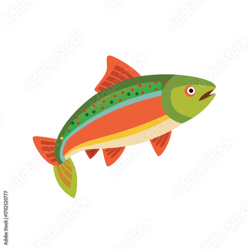 Vector art of colorful rainbow trout fish swimming