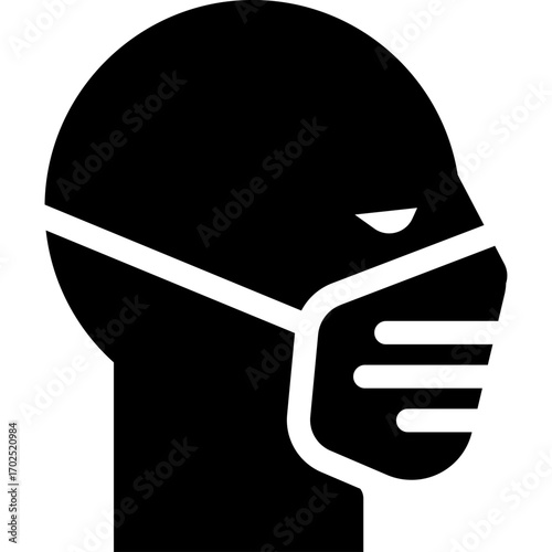 Face mask protection sign icon flat silhouette outline