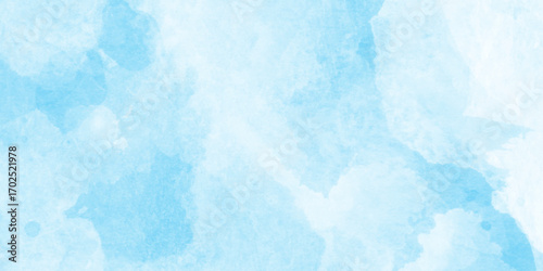  watercolor painting of a bright blue sky above a landscape of soft, soft texture blue watercolor wash element, turquoise color handmade illustration, blue water splash isolated, contemporary artisti
