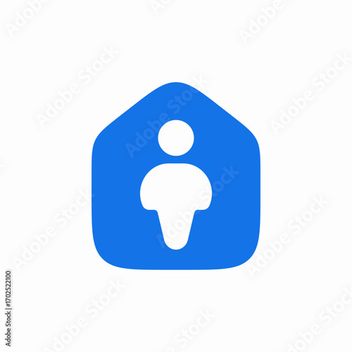 solid person in home icon sign vector