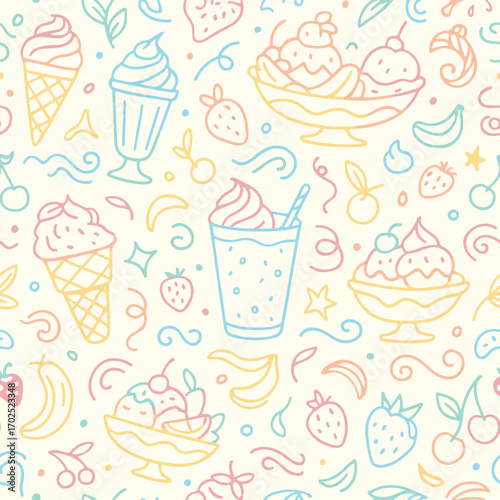 Papel encerado con patrón colorido de heladería 