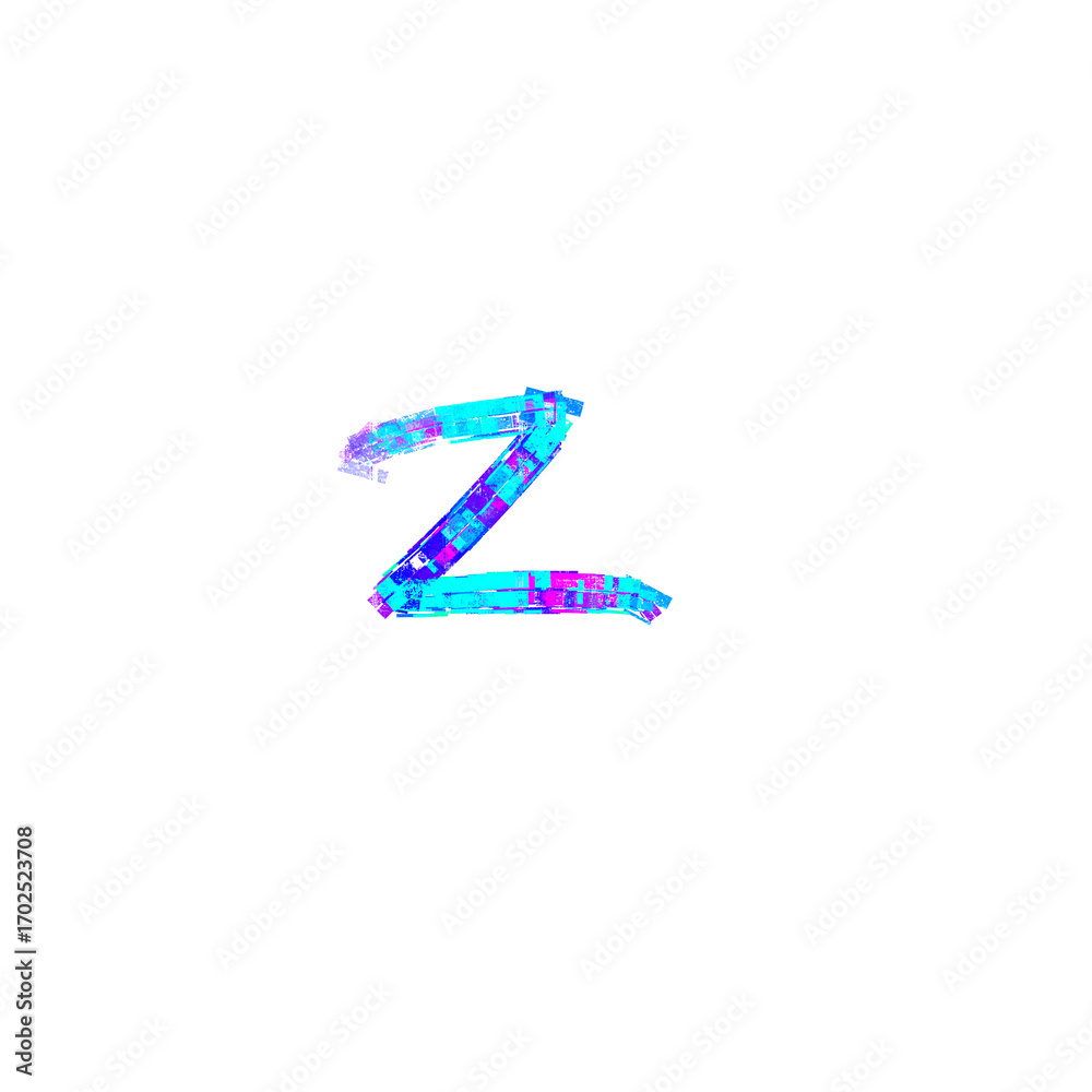 Fototapeta premium Abstract Letter Z with Pixelated Texture