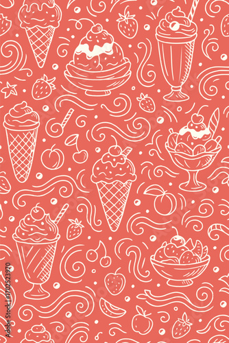 Papel encerado con patrón colorido de heladería 