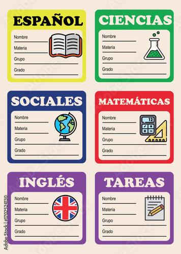 Etiquetas escolares para cuadernos imprimir 