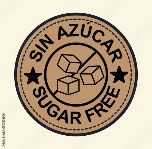 Sticker de sello para imprimir sin azúcar