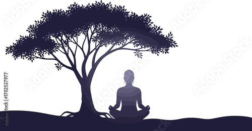 Find inner peace with a mindful meditation session under a serene tree, promoting wellness and tranquility for a balanced life