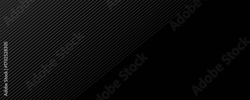 Black oblique straight line background. Masculine dark linear abstract wallpaper. Elegant luxury striped gradient texture. Grey diagonal lines backdrop for flyer, banner, poster, presentation. Eps10