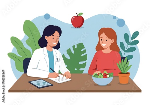 Doctor Consults Patient About Healthy Diet and Nutrition