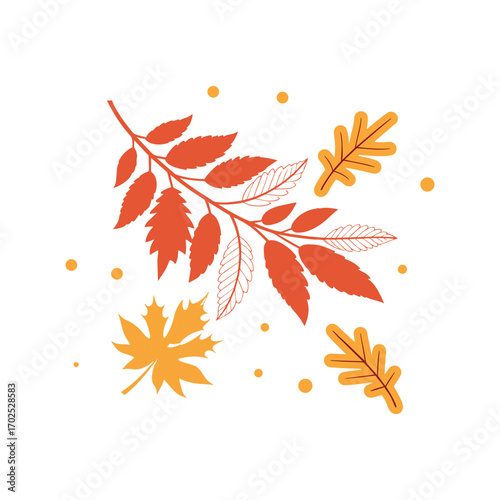 Autumn leaves background with maple leaves vector illustration