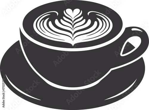 Creamy Latte Art: Coffee Cup Illustration for Cafe Menus & Websites