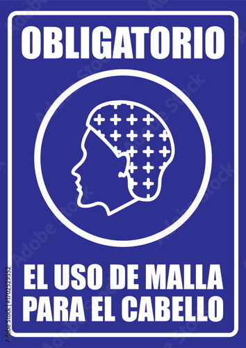 Rótulo uso obligatorio de malla para el cabello higiene alimentaria