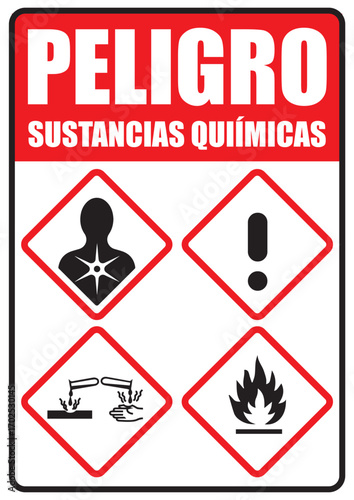 Rótulo peligro sustancias químicas señal de advertencia imprimible