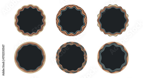 Abstract circular decorative borders with intricate textural layers and subtle color gradients