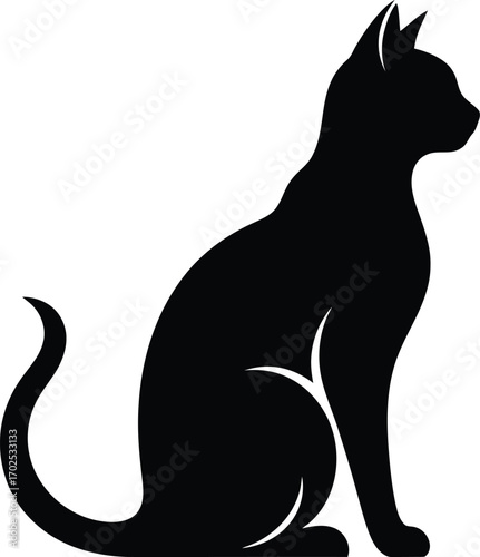 Elegant cat silhouette illustration for sophisticated designs, perfect for logos, branding, and pet-related projects adding a touch of feline charm and mystery